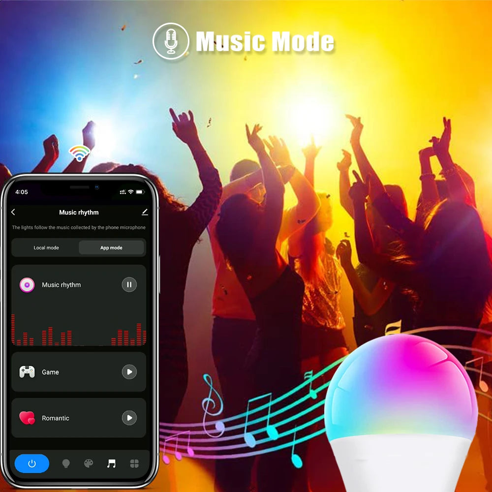 Bluetooth 4.0 Smart LED Bulb Tuya Light Bulbs AC85-265V Dimmable